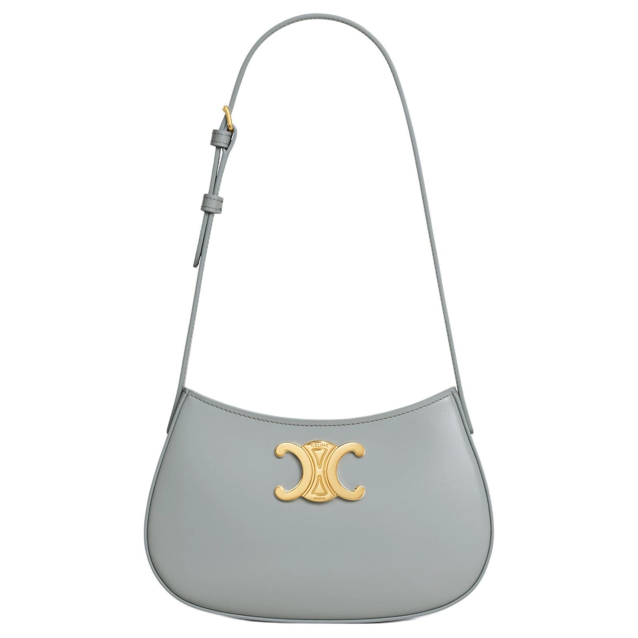 CELINE Calfskin Crossbody Bag, Shoulder Bag Medium Size Women's Pearl Blue