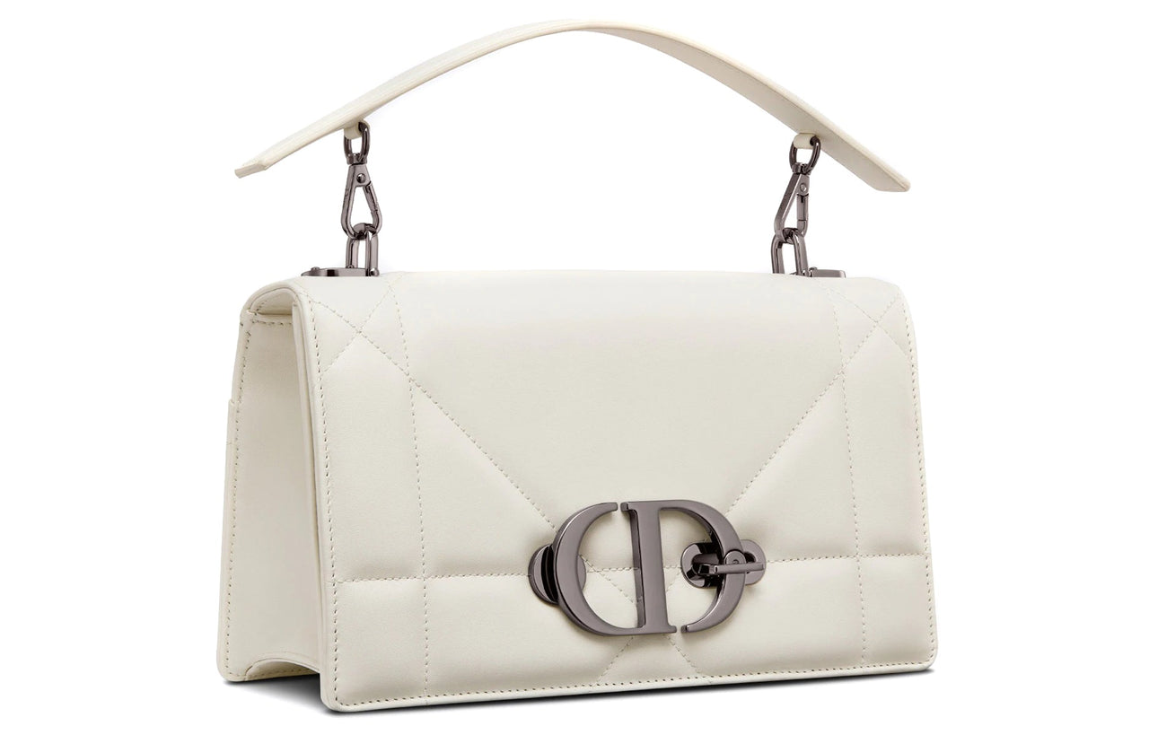 DIOR 30 Montaigne Lambskin Box Bag Shoulder Bag Crossbody Bag Handbag Regular Women's White