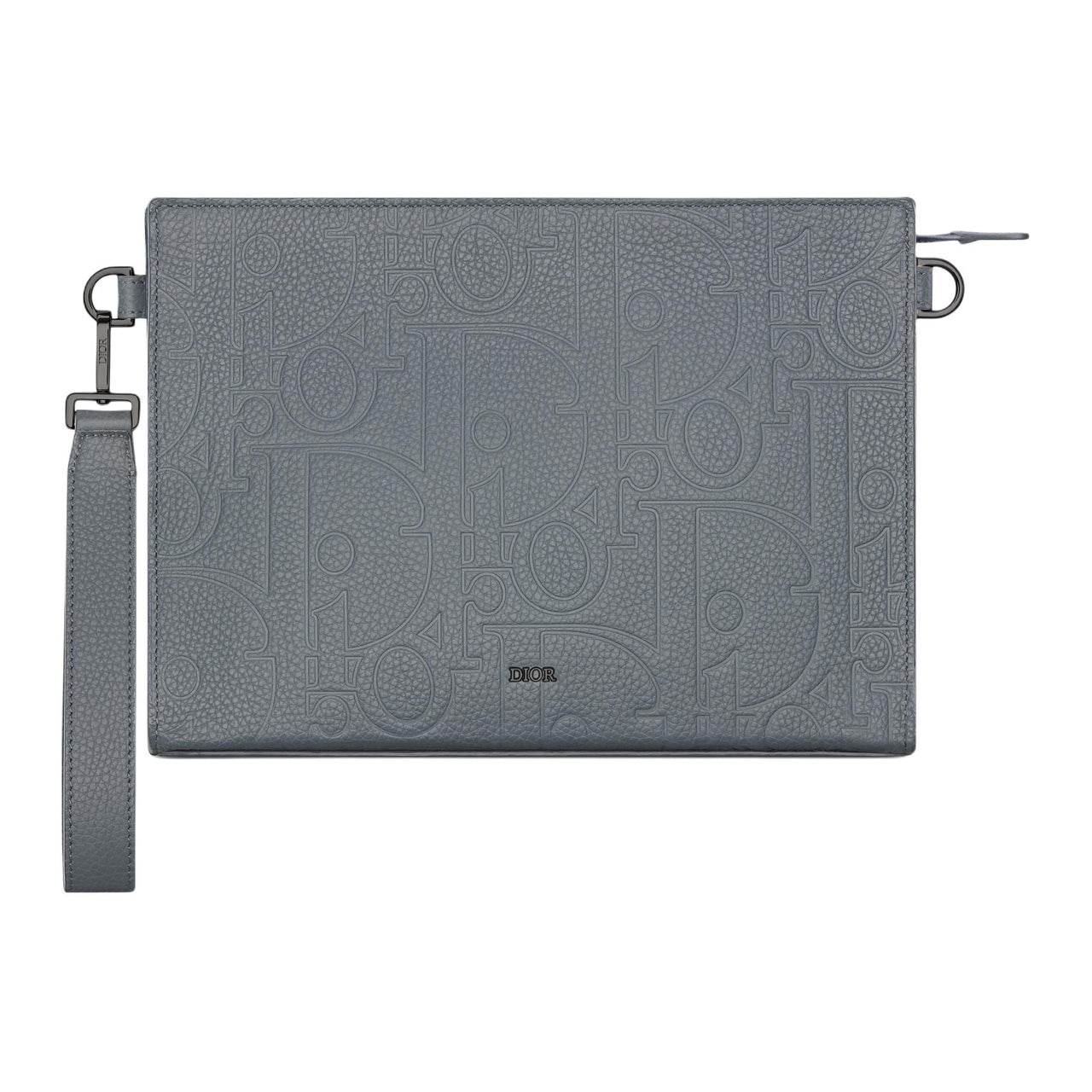 DIOR Cow Leather Clutch Men's Dark Gray