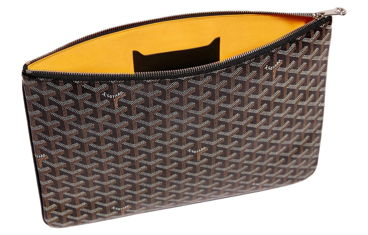 GOYARD SENAT Canvas With Leather Wallet, Toiletry Bag, Clutch Unisex Black