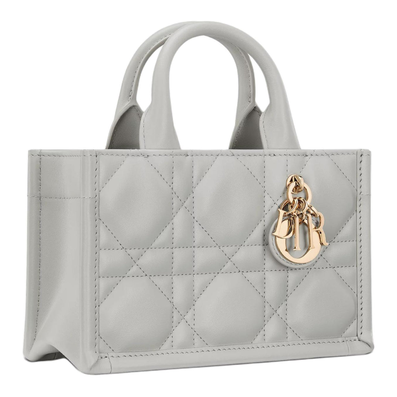 DIOR BookTote Extra Large Wicker Pattern Cow Leather Shoulder Bag Crossbody Bag Handbag Mini Women's Mist Gray