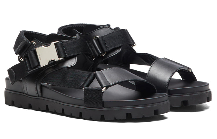 PRADA Crisscross Straps Buckle-Fastening Sandal 'Black'