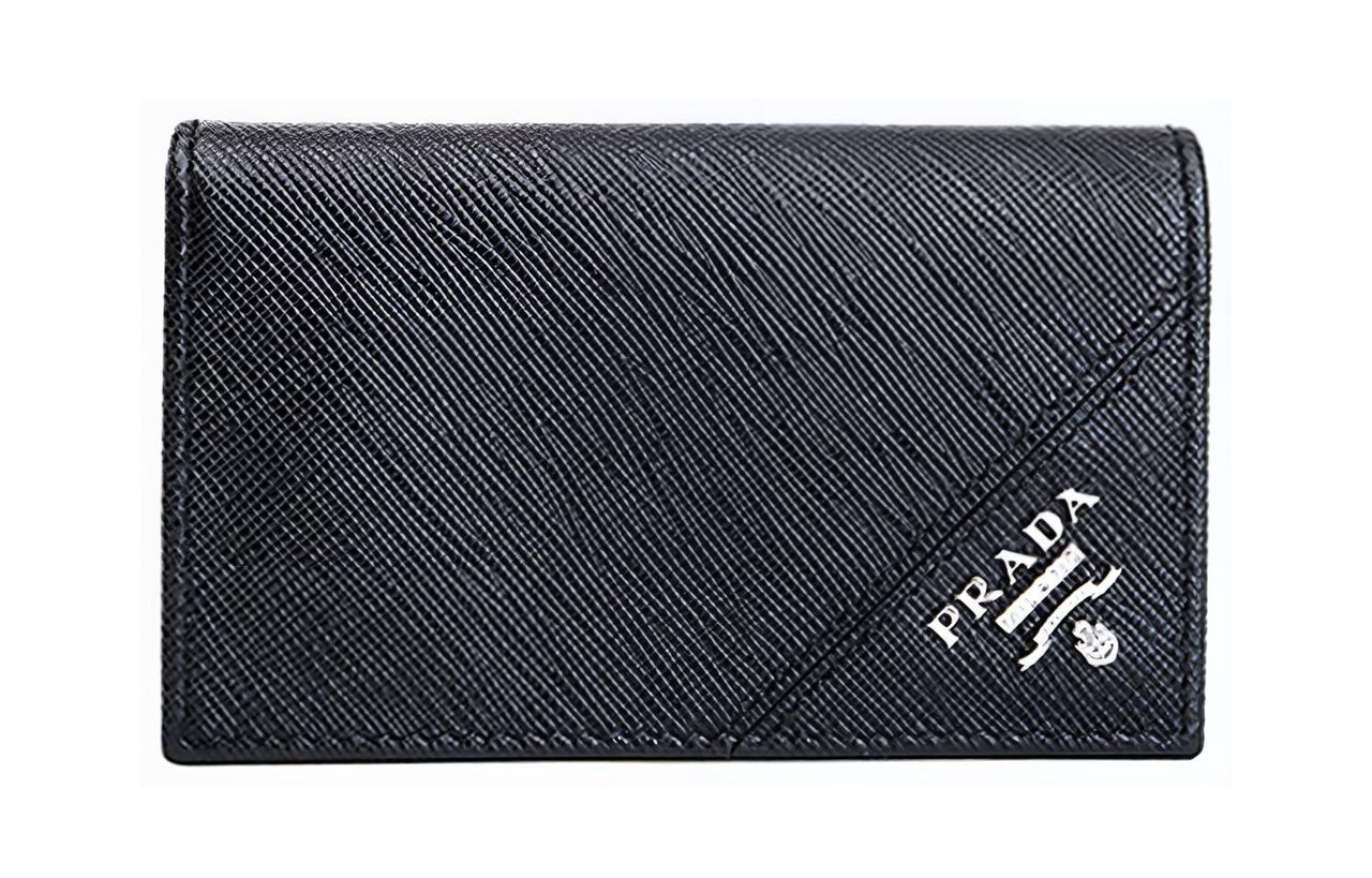 PRADA Cow Leather Wallet Card Holder Men's Black