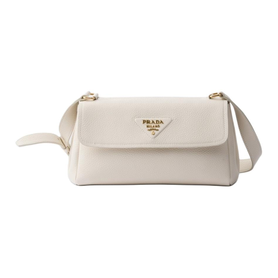 PRADA Calfskin Shoulder Bag Small Size Women's White