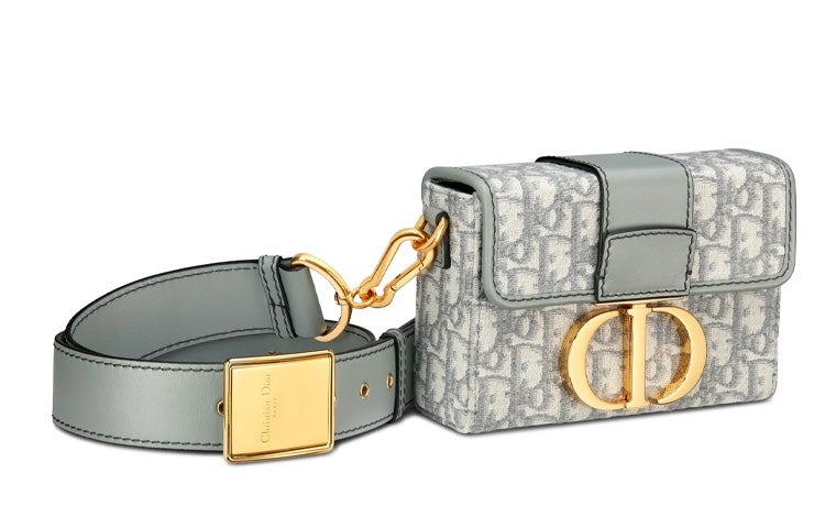 DIOR 30 Montaigne Collection Jacquard With Leather Box Bag, Shoulder Bag, Crossbody Bag Women's Gray