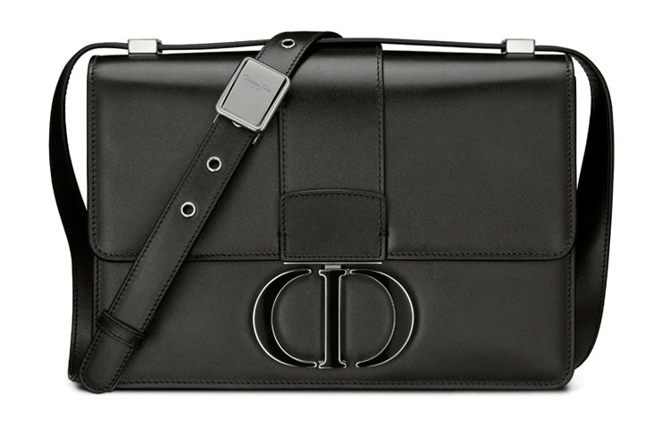 DIOR 30 Montaigne Collection Smooth Cow Leather Box Bag, Shoulder Bag, Crossbody Bag Women's Black