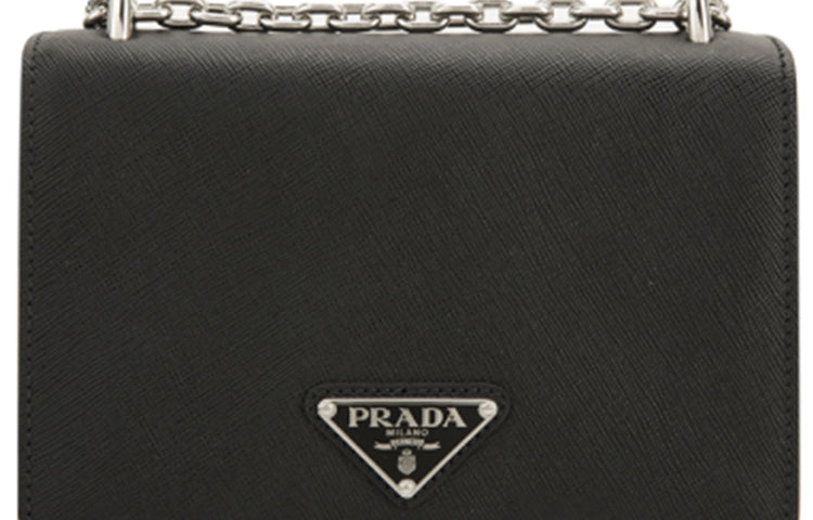 PRADA Cow Leather Shoulder Bag, Crossbody Bag Women's Black