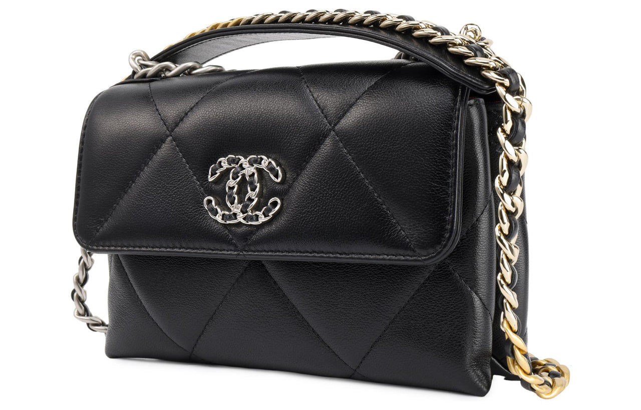 CHANEL 19Bag Lambskin Shoulder Bag Crossbody Bag Women's Black