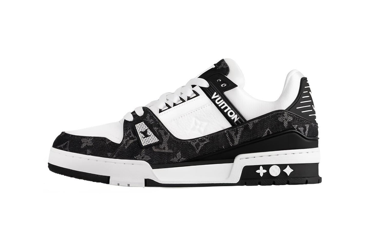 حذاء رياضي LOUIS VUITTON Lv Trainer 'أسود شبكي مونوغرام مع أبيض' نسائي