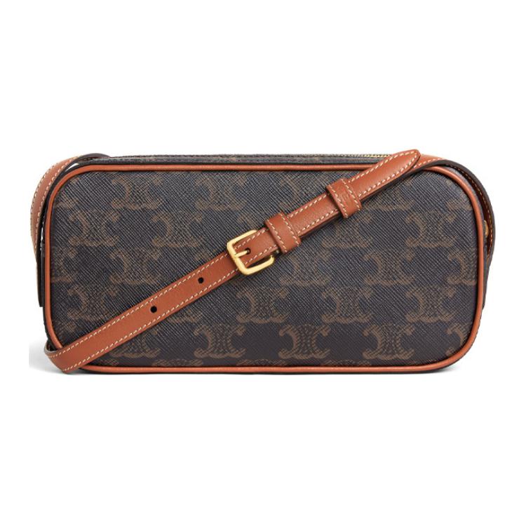 CELINE Cuir Triomphe Triumph Cow Leather Camera Bags Messenger Bag Shoulder Bag Crossbody Bag Mini Women's Tawny