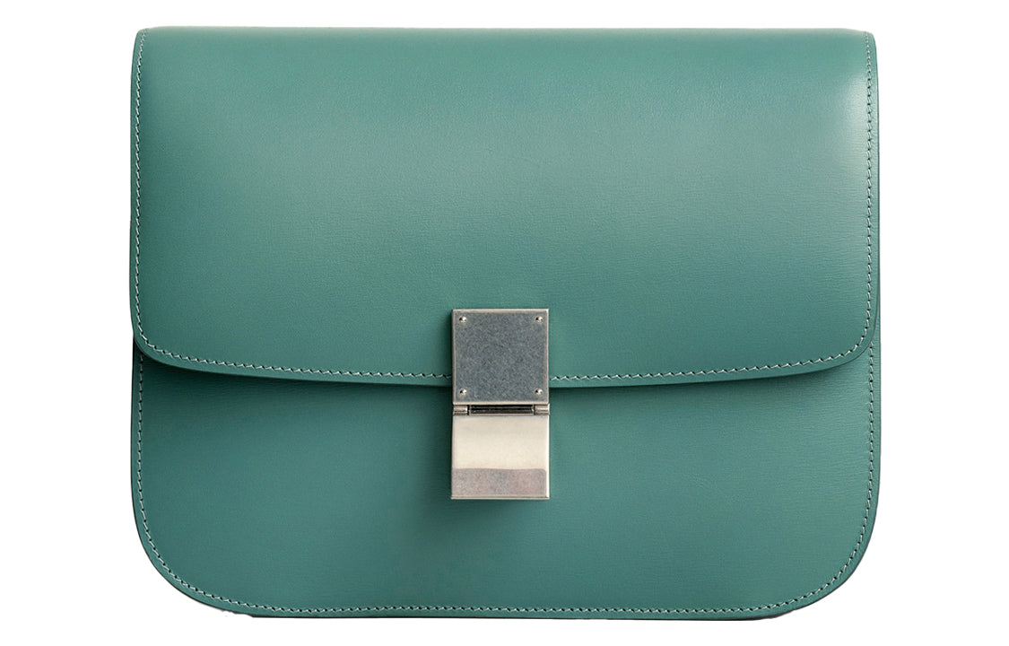 CELINE Classic Bo Polished Cow Leather Crossbody Bags Shoulder Bags Medium Size Women's Celadon Green