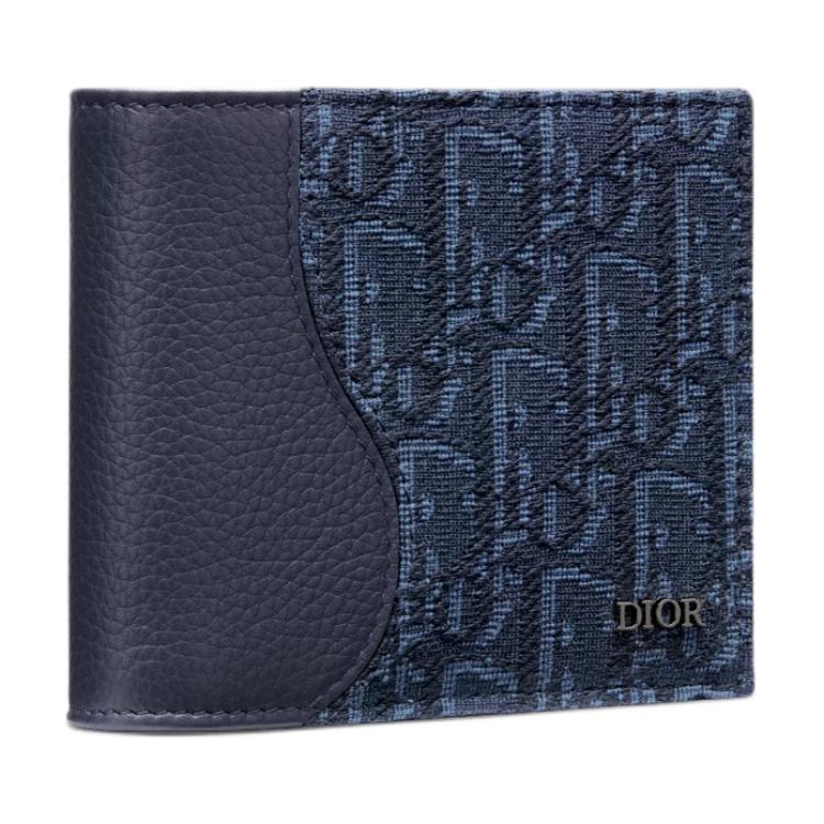 DIOR Saddle Calfskin Wallet Men's Navy