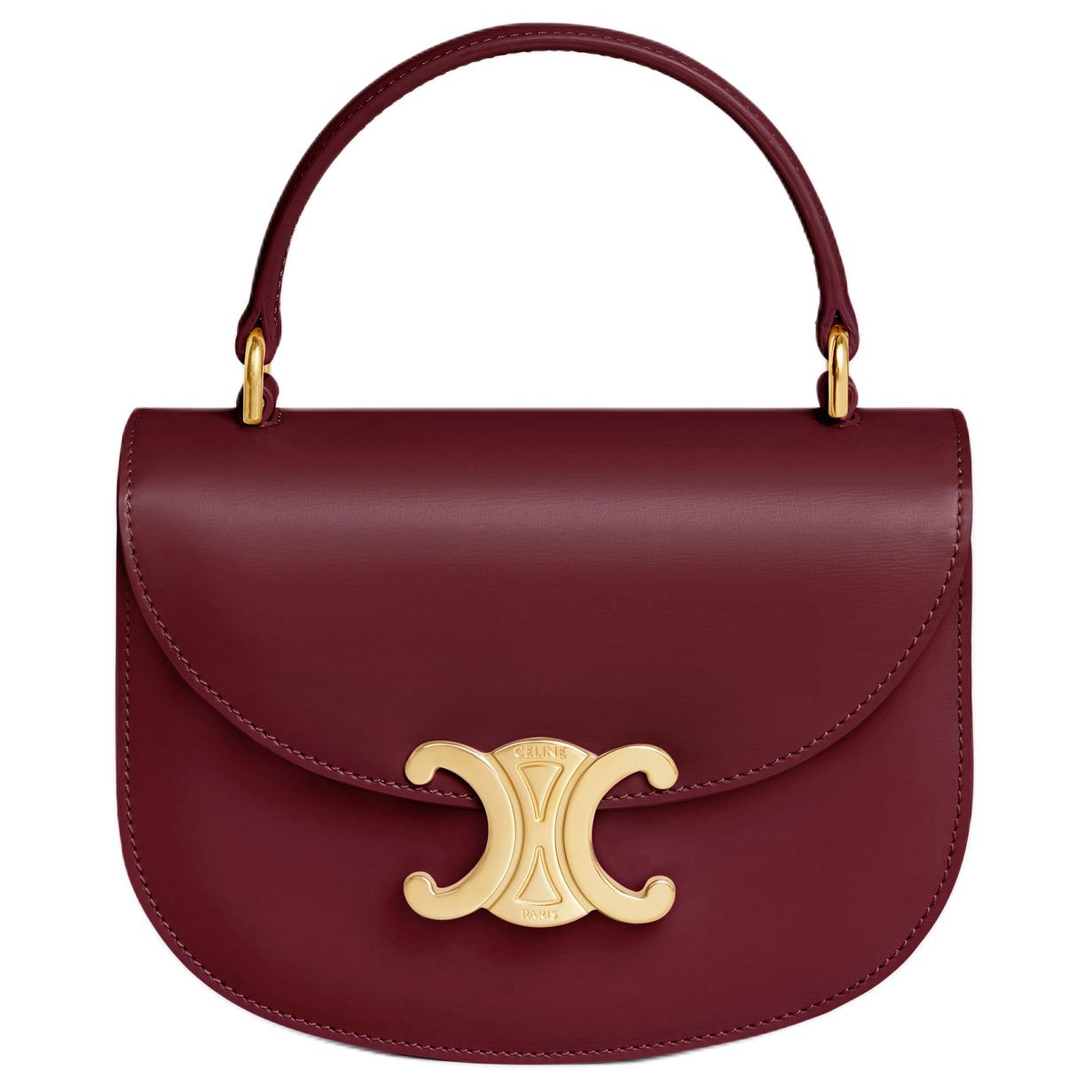 CELINE Calfskin Shoulder Bag, Crossbody Bag, Handbag Mini Women's Light Burgundy