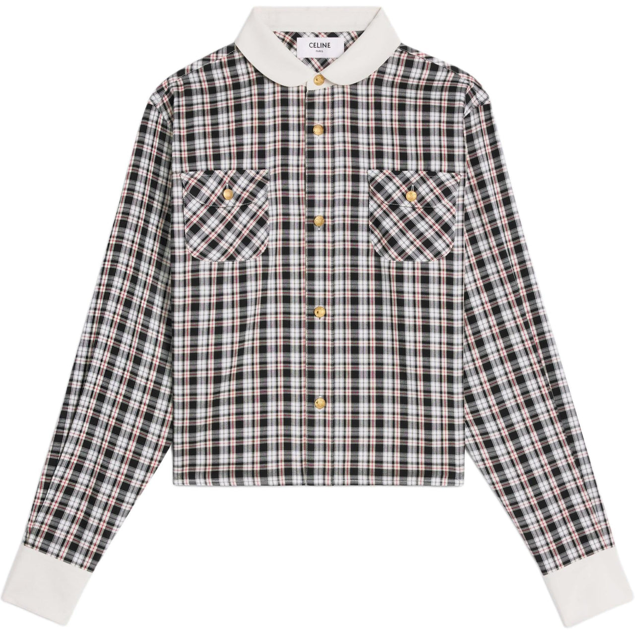 CELINE Cropped Shirt In Check Silk