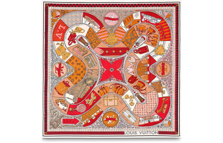 LOUIS VUITTON Louise Silk Scarves Women's Light Umber