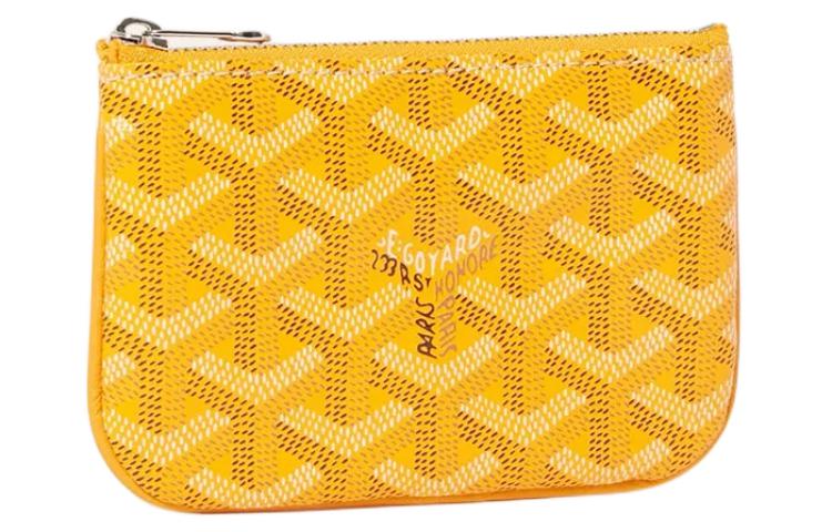 GOYARD Canvas With Calfskin Key Pouch Nano Unisex Yellow
