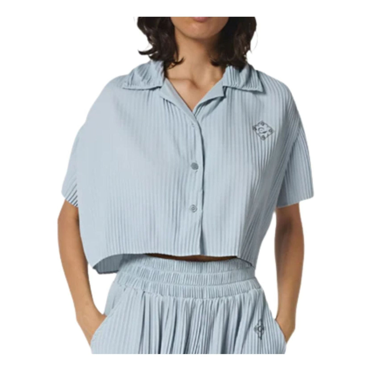(WMNS) House of Cenmar Cropped Loose Shirt 'Light Blue' HOC-CTW
