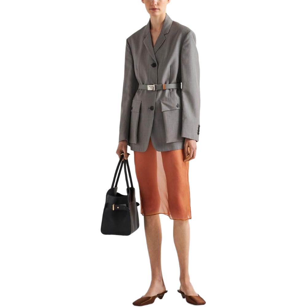 PRADA Double Layer Semi-Sheer Midi Skirt