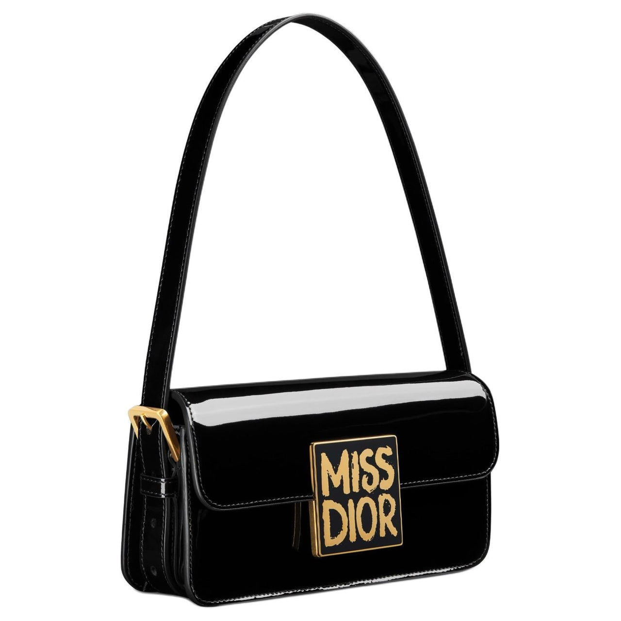 DIOR Miss Dior Patent Leather Calfskin Handbag Shoulder Bag Women's Black