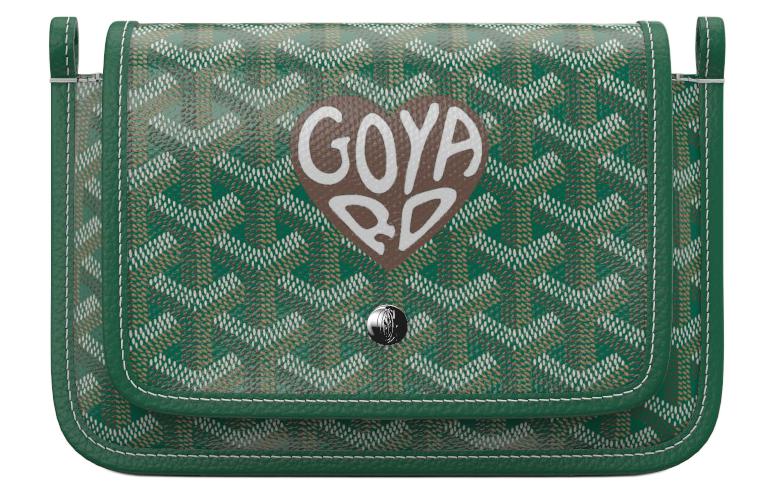 GOYARD Plumet Canvas With Leather Envelope Bag Crossbody Bag Shoulder Bag Unisex Green Multicolor Chestnut Small Heart
