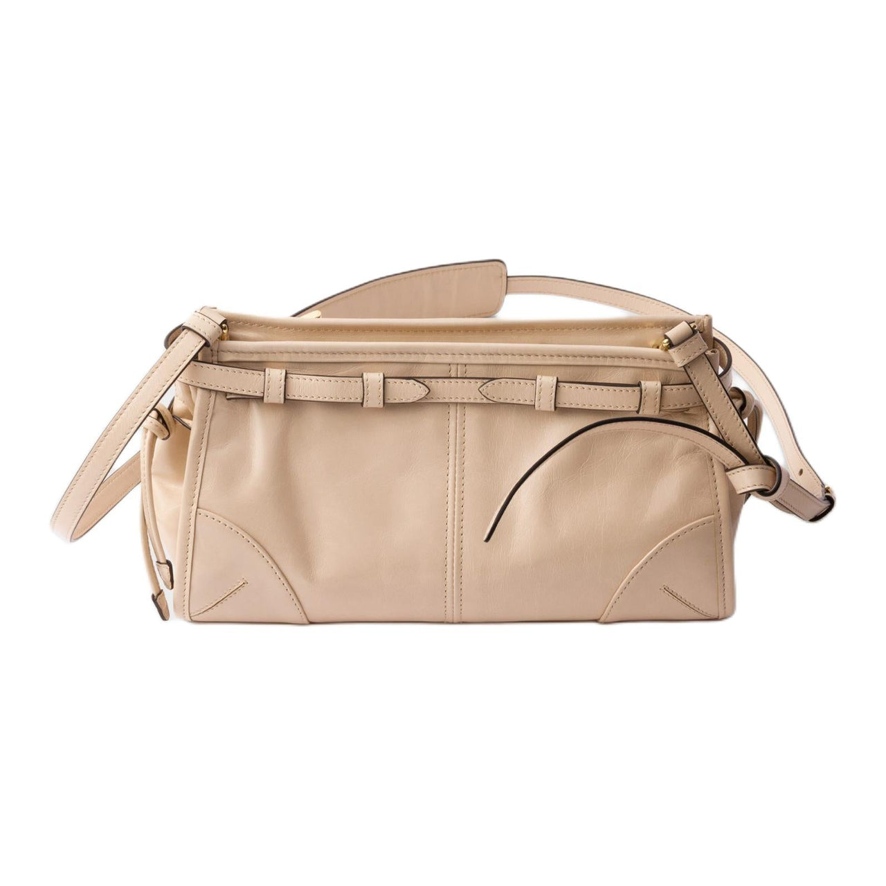 PRADA Calfskin Crossbody Bag, Shoulder Bag Trumpets Women's Limestone