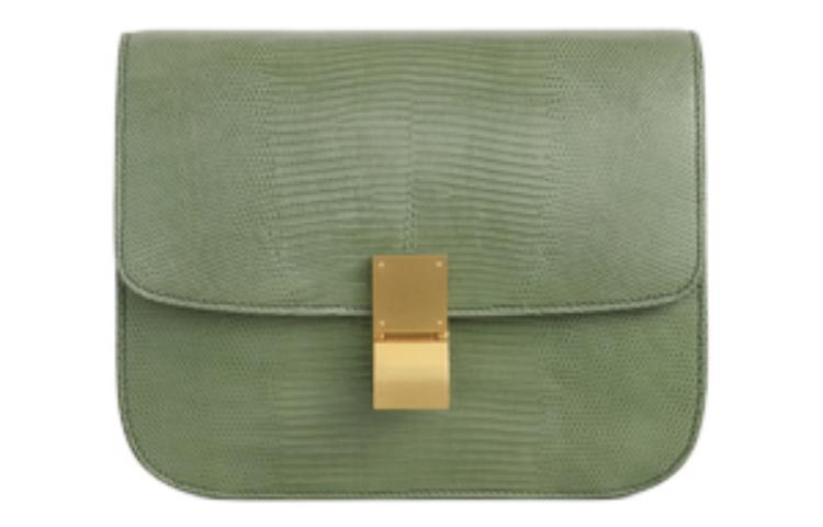 CELINE Classic Bo Cow Leather Tofu Bag, Square Bag, Crossbody Bag, Shoulder Bag Medium Size Women's Avocado Green