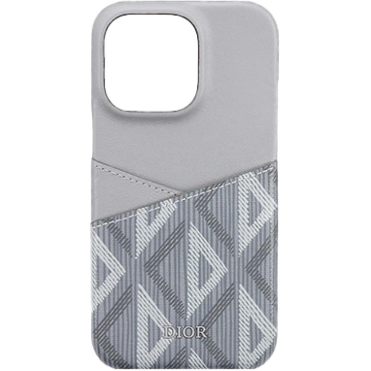 DIOR Canvas With Calfskin Material Logo Badge Phone Cases Compatible With IPhone 13 Pro