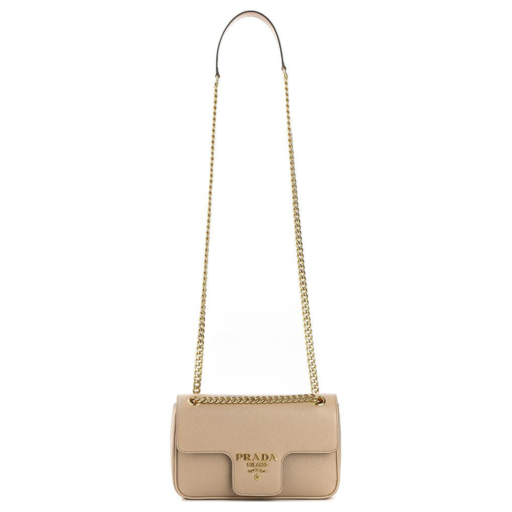 PRADA Cow Leather Crossbody Bag Shoulder Bag Women's Nude Pink