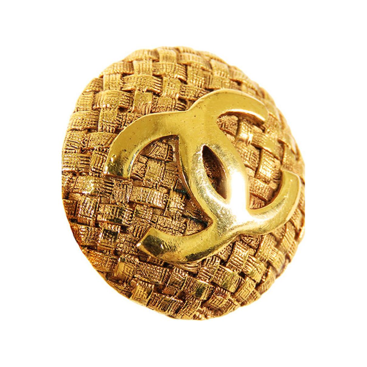 CHANEL 1980 1990 Plated Cc Clip On Earrings Costume Earrings