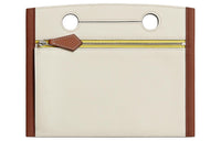 HERMES Swift Calfskin Clutch Women's Copper Red & Cream White & Lemon & Light Tawny