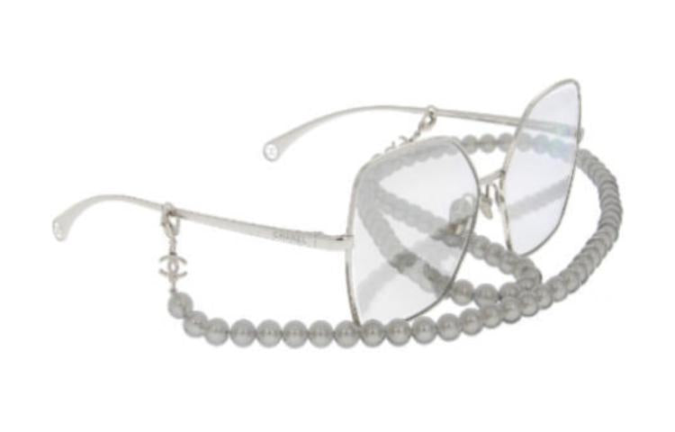 CHANEL - Irregular Shape Eyeglass Frames Women's Silver