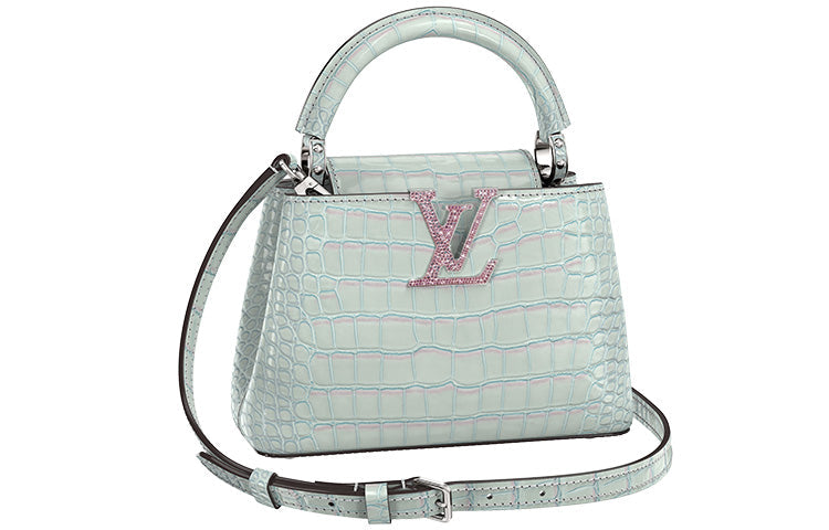 LOUIS VUITTON Capucines Crocodile Leather Kapusin Crossbody Tote Bag Over One Shoulder Mini Women's Pink Blue