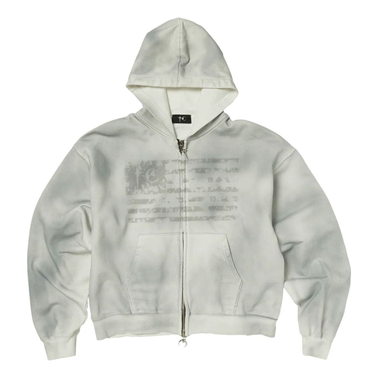 Thug Club Dirty Washed Old Glory Zip-Up Hoodie 'White' TC26SS1101
