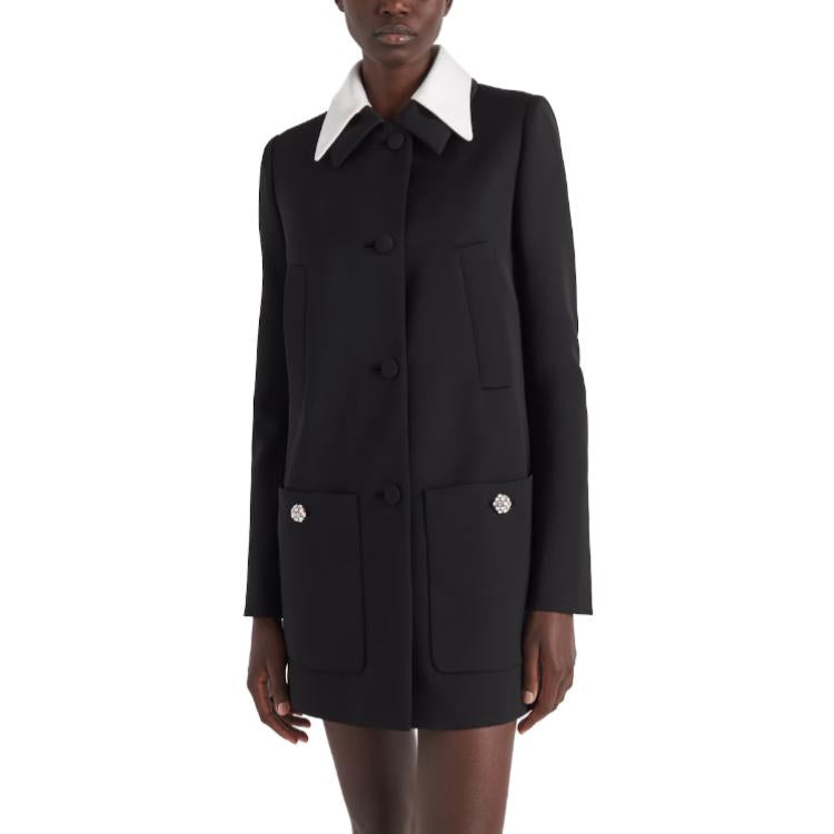 PRADA Contrasting collar Single breasted Coat