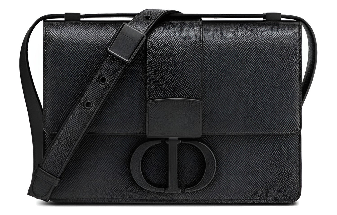 DIOR 30 Montaigne Grained Calfskin Box Bag, Shoulder Bag, Crossbody Bag Women's Black