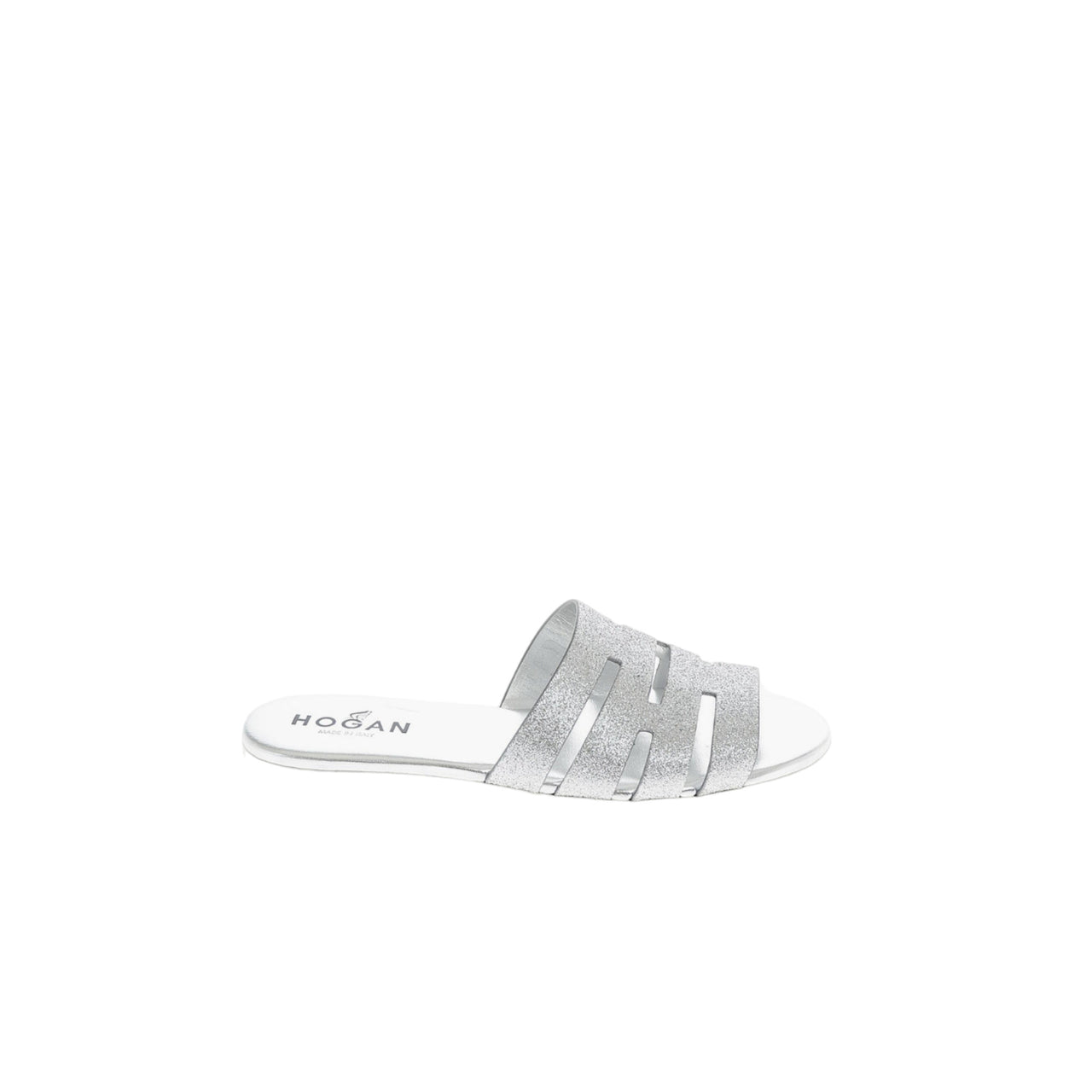 Hogan Valencia Ciabatta Silver Sandals
