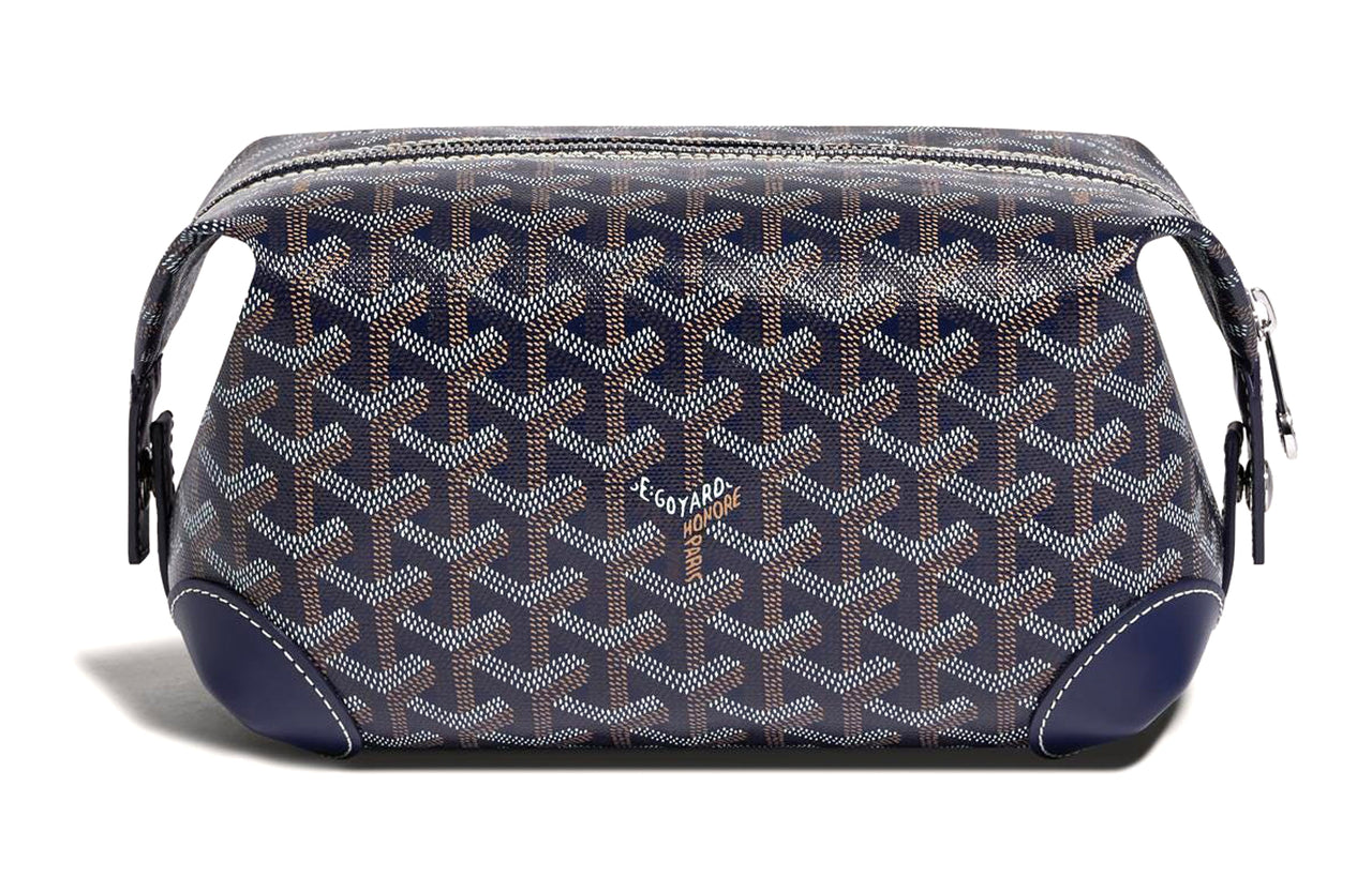 GOYARD Canvas With Heifer Skin Travel Bag Toiletry Bag Unisex Marine Blue