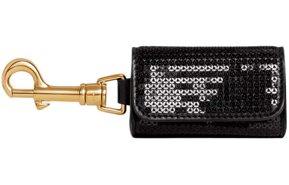 CELINE Calfskin With Shimmering Sequins Storage Bag Unisex Black