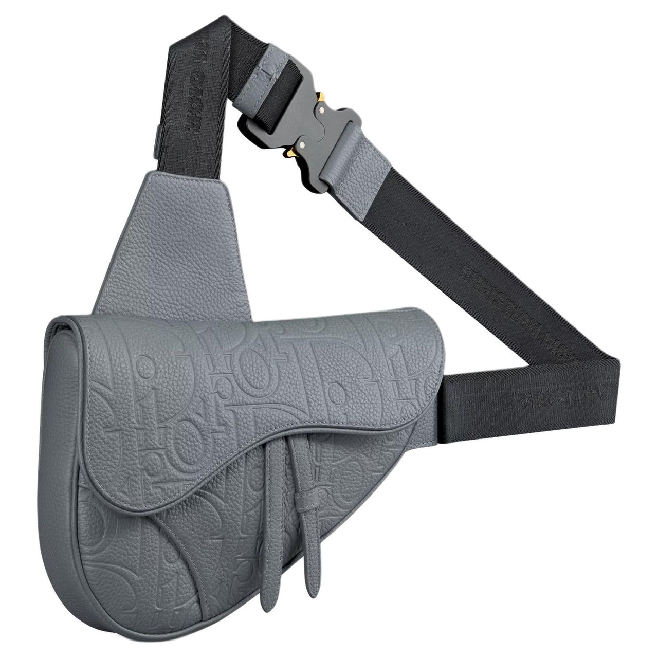 DIOR Cow Leather Saddle Bag Shoulder Bag Crossbody Bag Women's Dark Gray