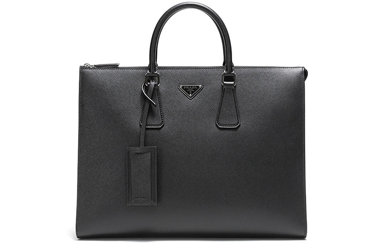 PRADA Cow Leather Briefcases Men's Black