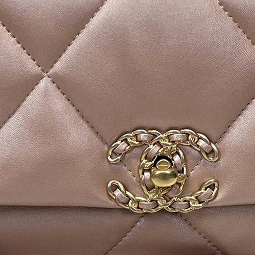 CHANEL 19Bag Pearl Lambskin Handbag Shoulder Bag Crossbody Bag Women's Dark Beige