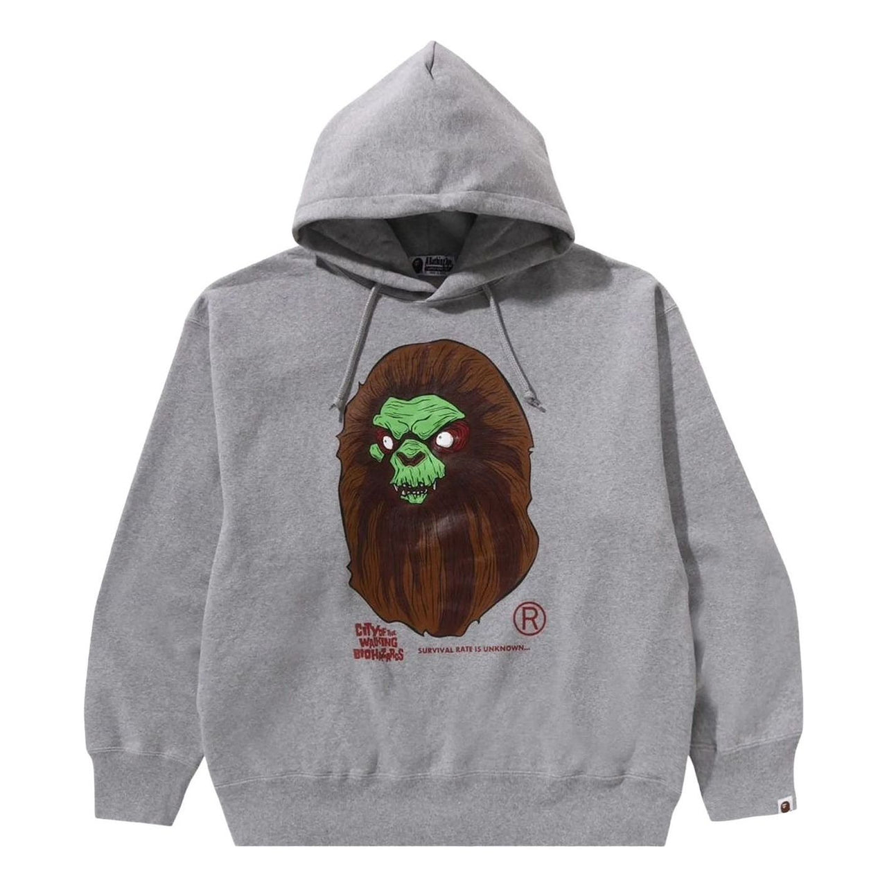 A Bathing Ape Horror Mad Face Relaxed Fit Pullover Hoodie 'Grey' 1K70-114-003-GRY