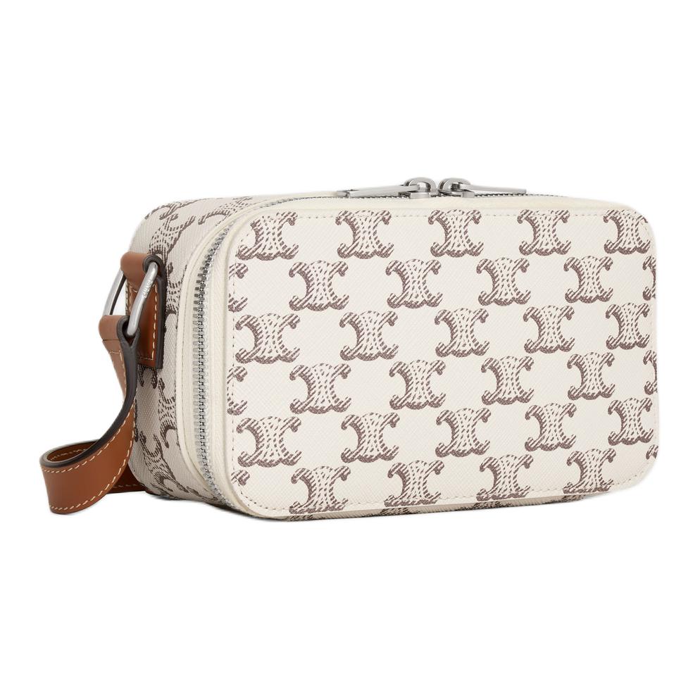 CELINE Cow Leather Shoulder Bag, Crossbody Bag Mini Men's Tan & Beige