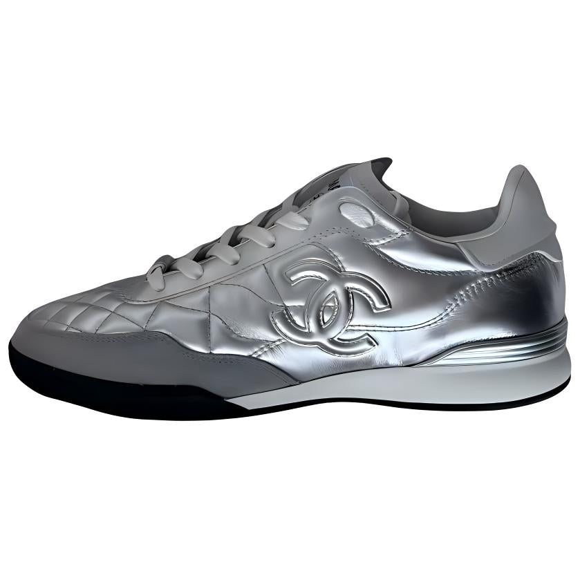 CHANEL 24a German Army Trainers Low-Top Casual Shoes Men's Silver