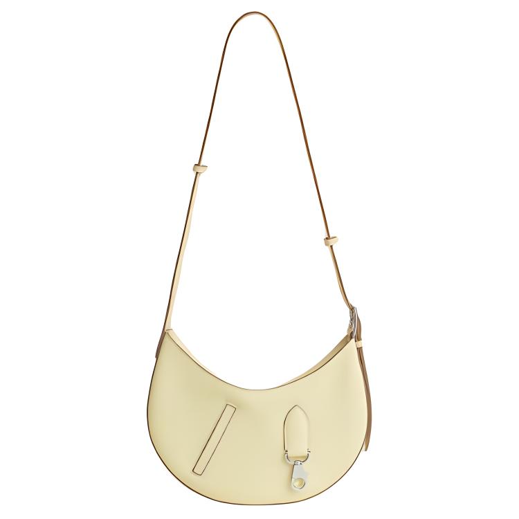HERMES Arcon Clemence Bullhide With Swift Leather Moon Bag Shoulder Bag Crossbody Bag Women's Beige Yellow