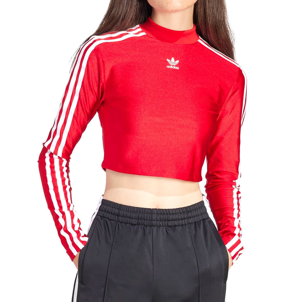 (WMNS) adidas 3-Stripes Cropped Long Sleeve T-Shirt Asia Sizing 'Red White' IR8132