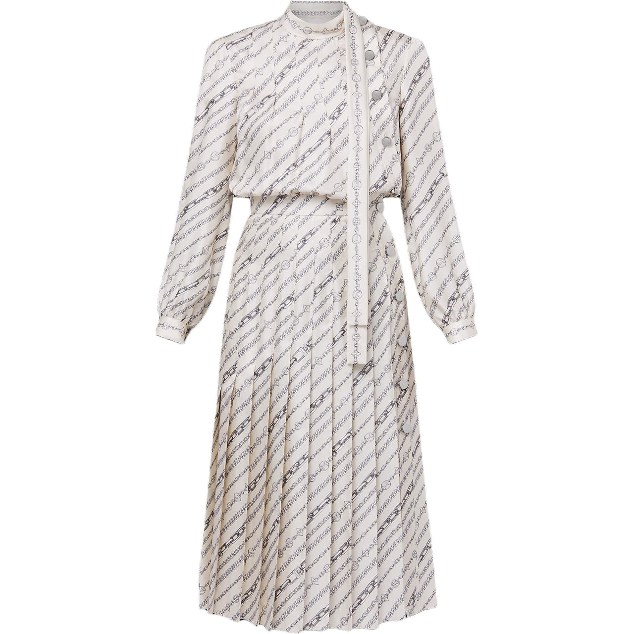 LOUIS VUITTON Long-Sleeved Chain Print Dress