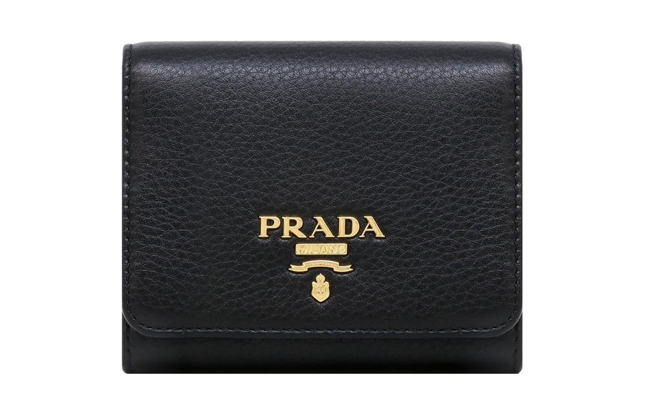 PRADA Cow Leather Coin Purse Wallet Regular Women's Black