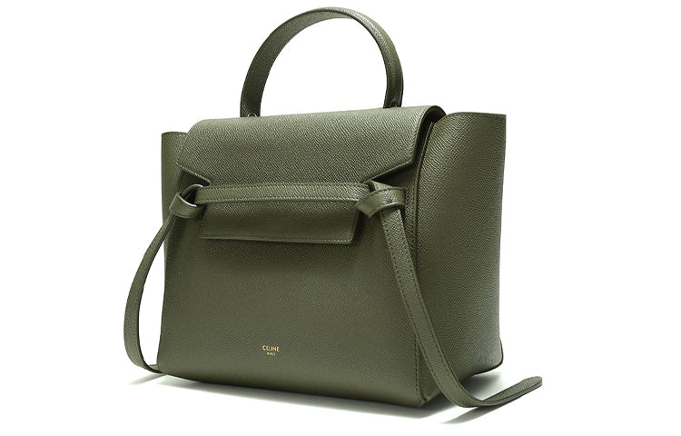 CELINE Belt Grained Calfskin Catfish Bag Handbag One Shoulder Handbag Crossbody Bag Micro Women's Khaki Green