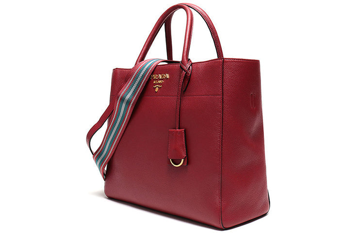 PRADA Cow Leather Handbag Women's Ruby Color